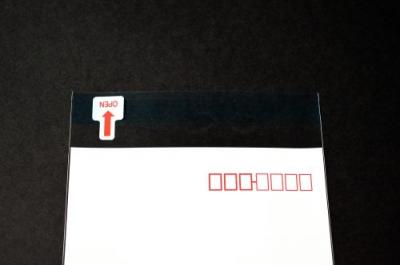 N-22【長3】印刷透明封筒 OPP袋 50μ 郵便赤枠付 切手/筆記可 静電気防止テープ付 折線付